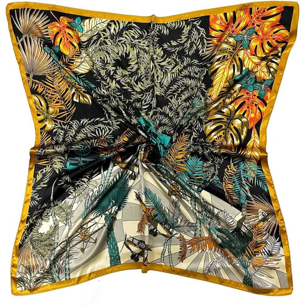 Silk Like Head Scarf for Women - Satin Large Hair Scarves - 35" Square Silk Hair